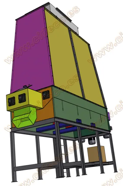 diseño 3D salida de hielo silo con removedores CIDECO.es